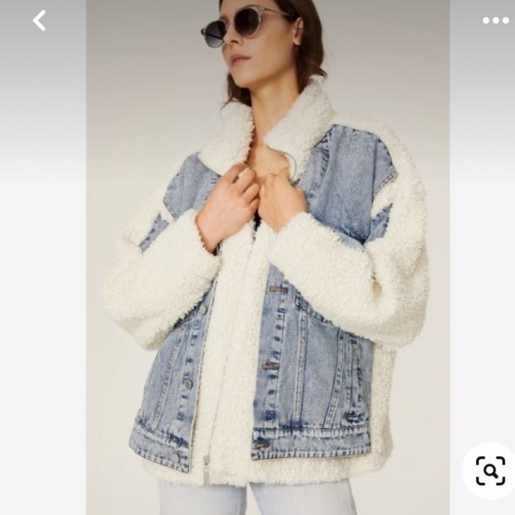 NWOT Blank NYC Bear Hug Jean Denim Sherpa Jean Jacket Small S - Picture 5 of 13